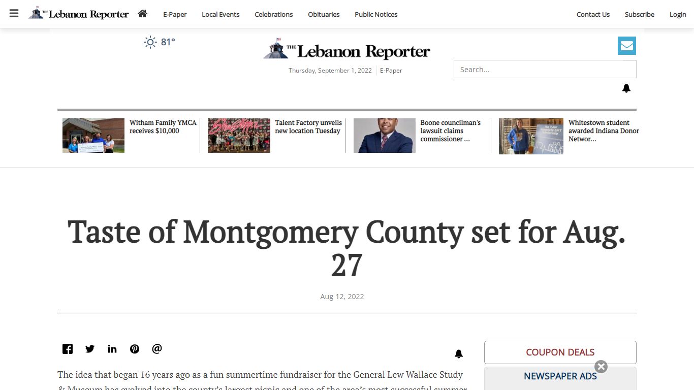 Taste of Montgomery County set for Aug. 27 | Local News | reporter.net